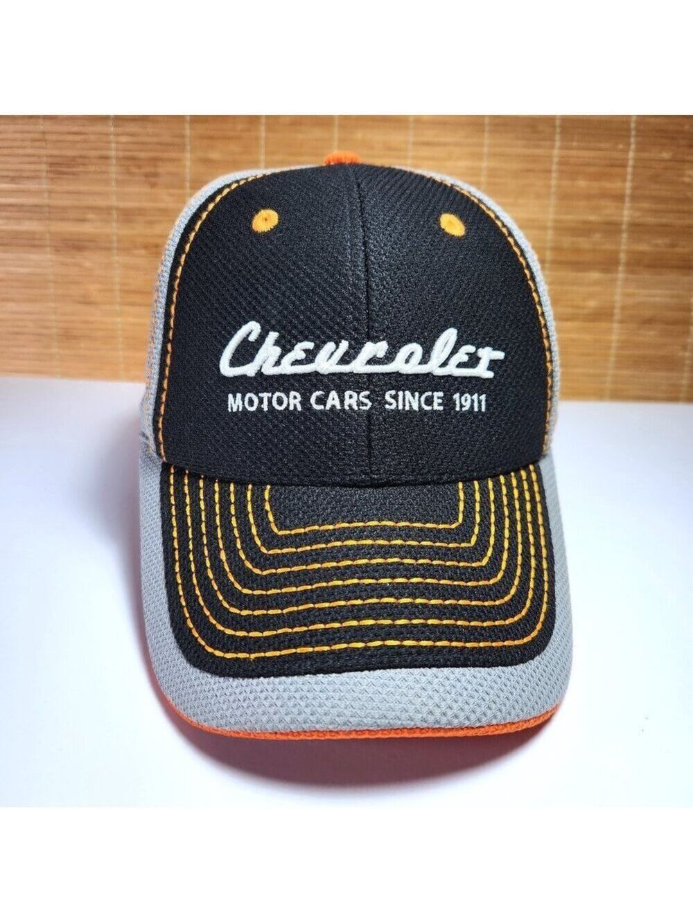 Chevrolet Hat Motor Cars Two-tone Black & Grey Trucker Style Hook & Loop Unisex